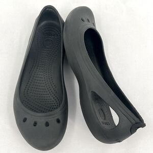 Crocs Kadee Black Cut Out Slip On Ballet Flat Shoes Women's Size 7